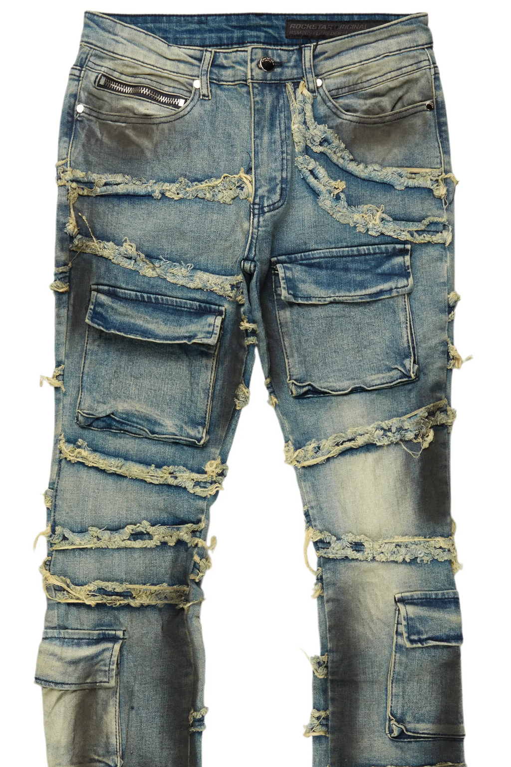 Yves Blue Stacked Flare Cargo Jean