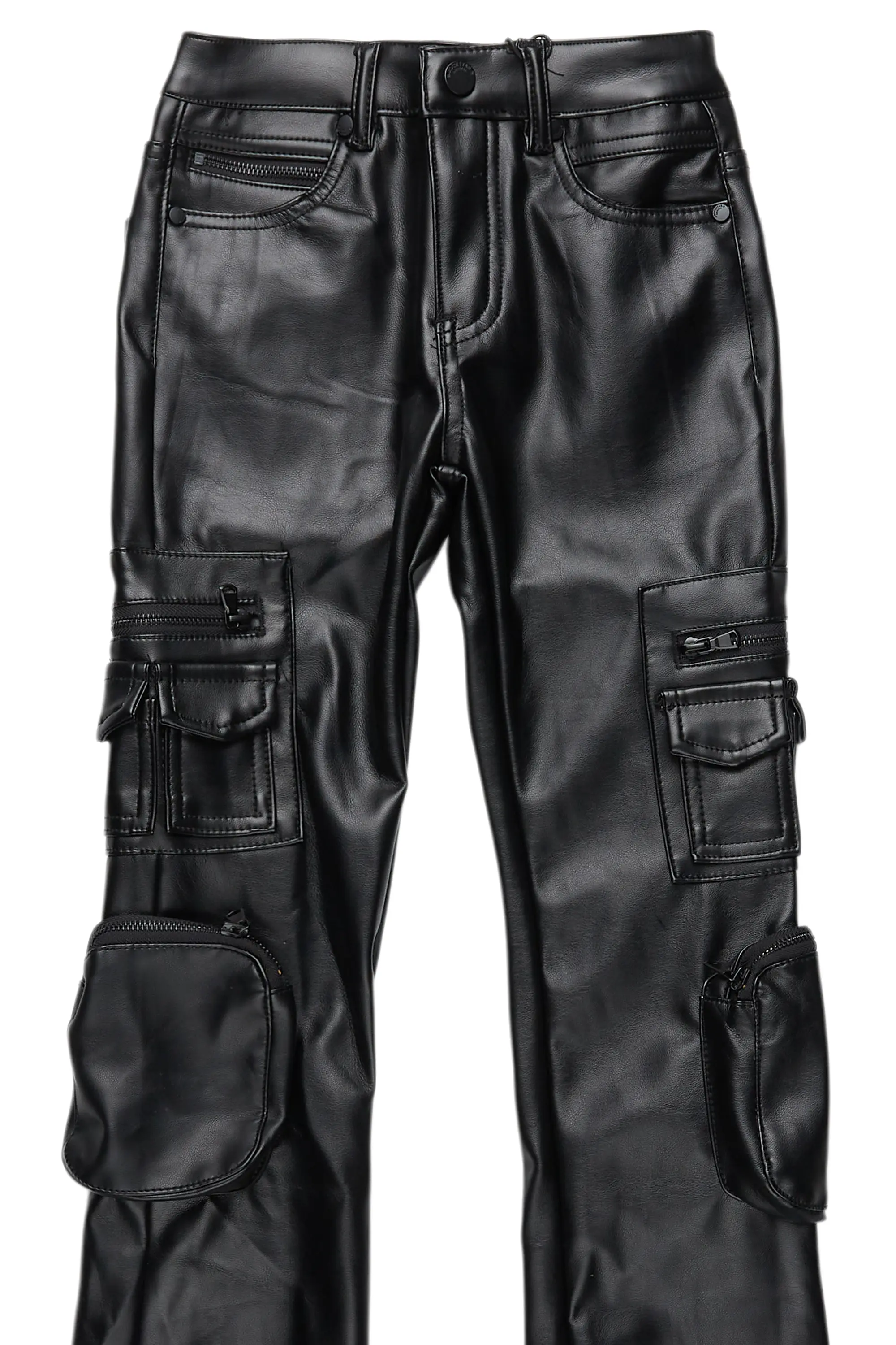 Girls Sutton Black  PU Leather Jean