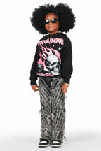 Girls Figgy Dark Grey Stacked Flare Jean