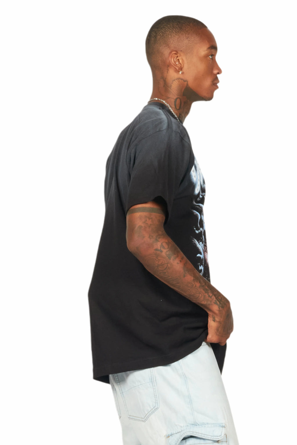 Ibbis Black Graphic Oversized T-Shirt