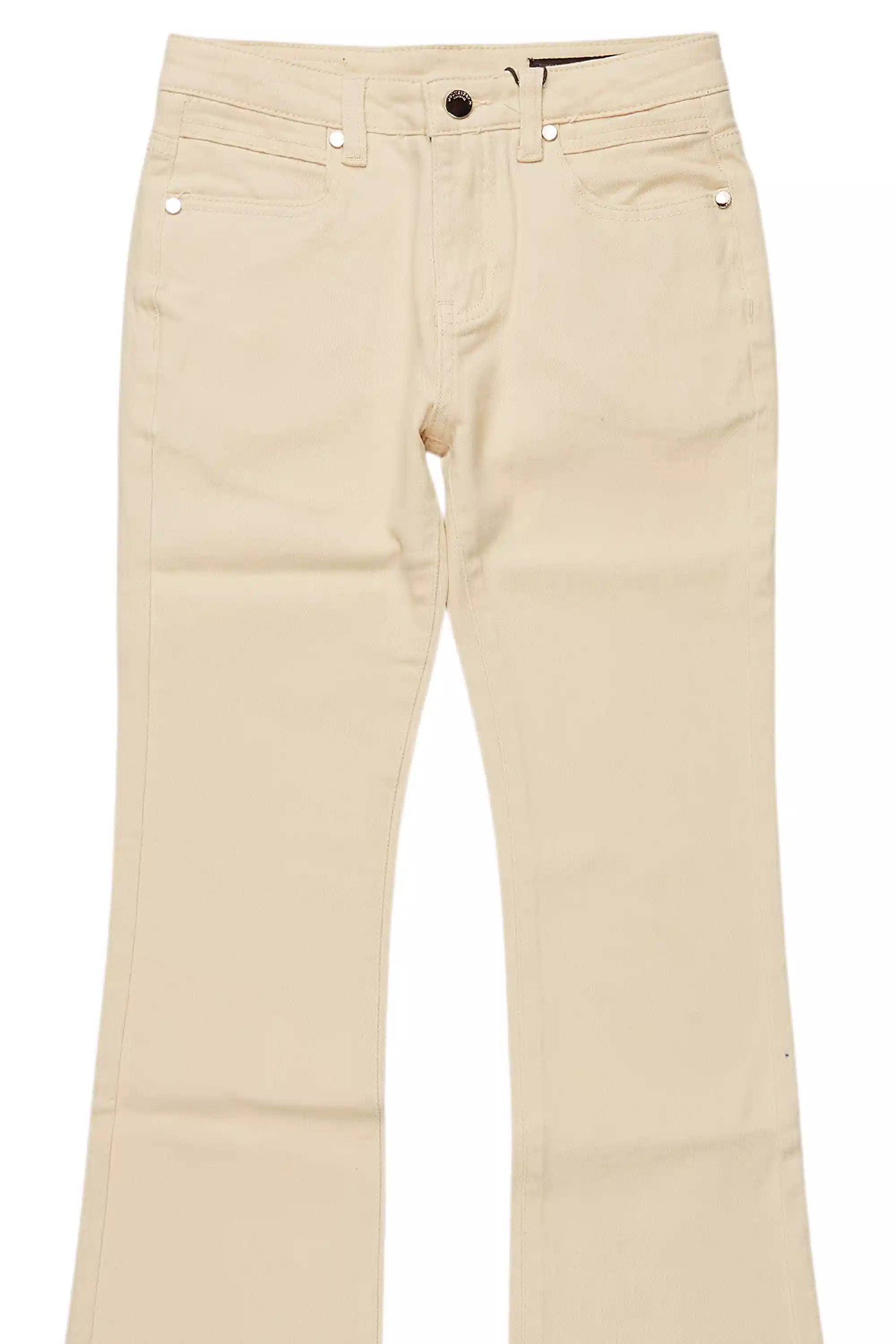 Boys Dag Beige Stacked Flare Jean