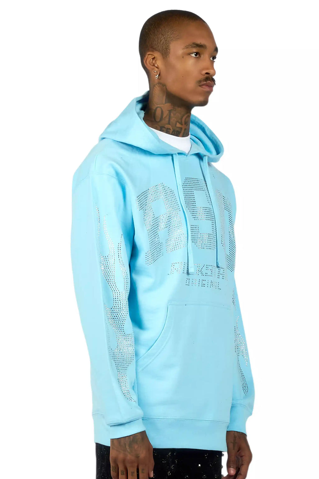 Merek Baby Blue/Silver Rhinestone Graphic Hoodie
