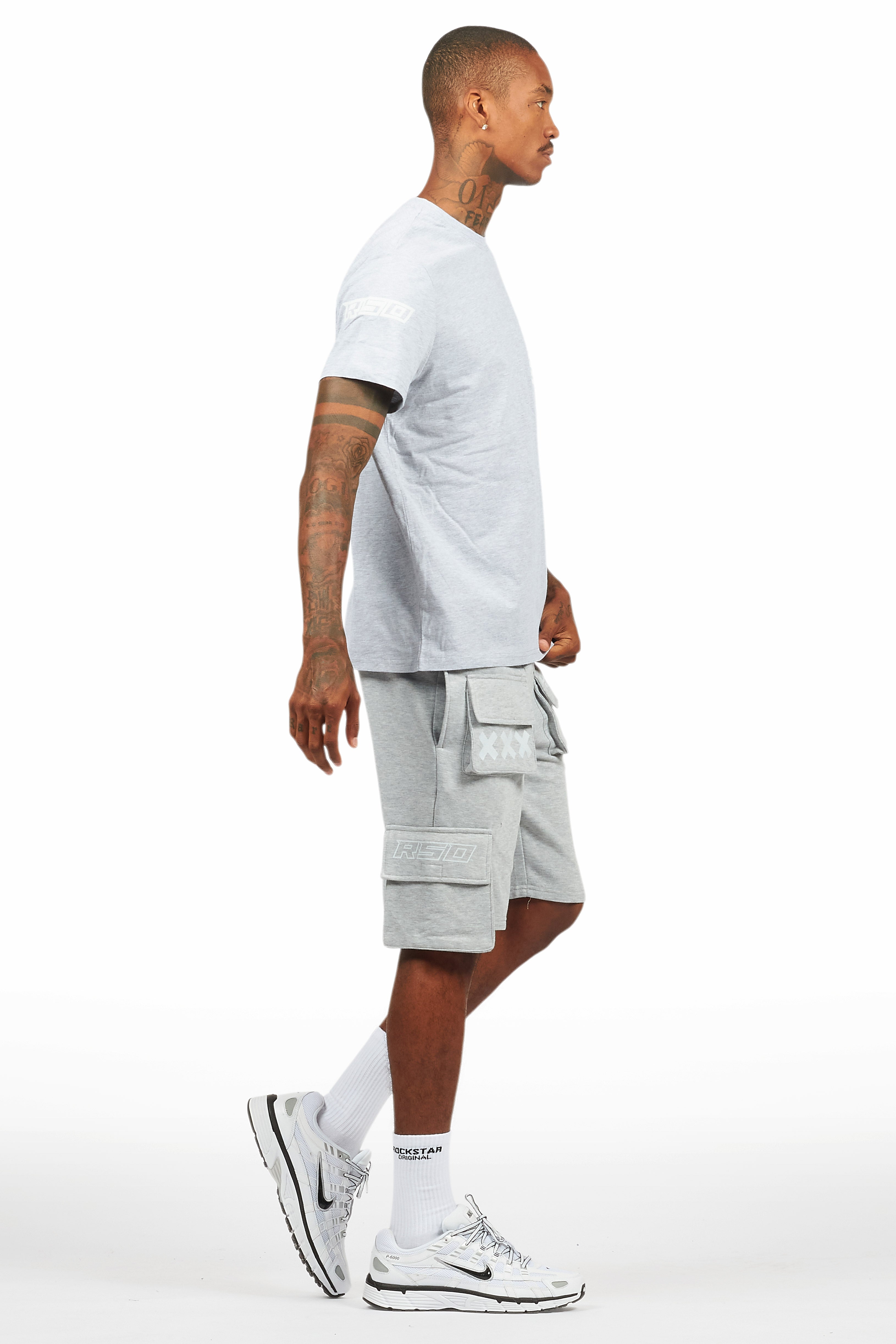 Jash Heather Grey/White Short Set