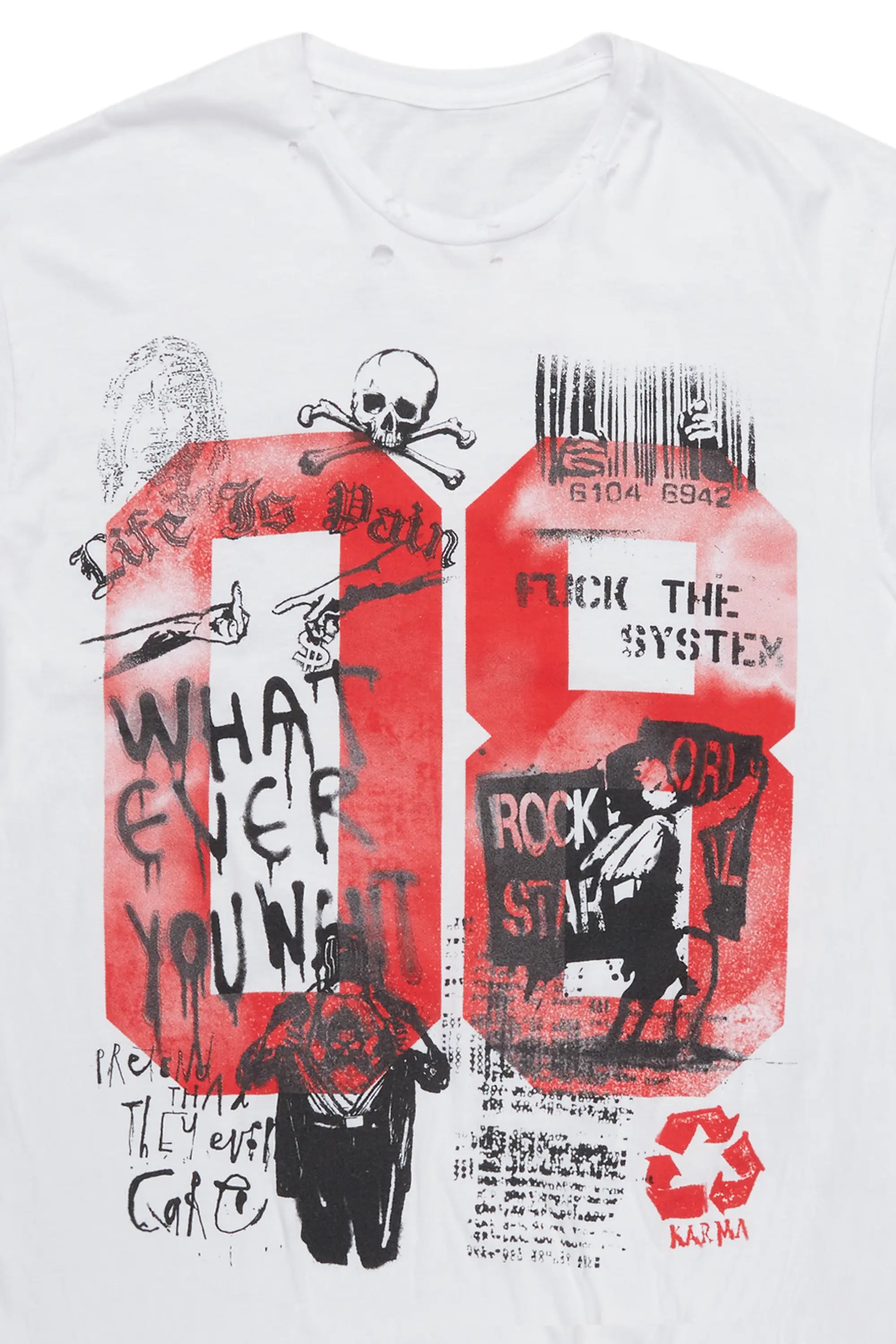 Grill White Graphic Oversized T-Shirt