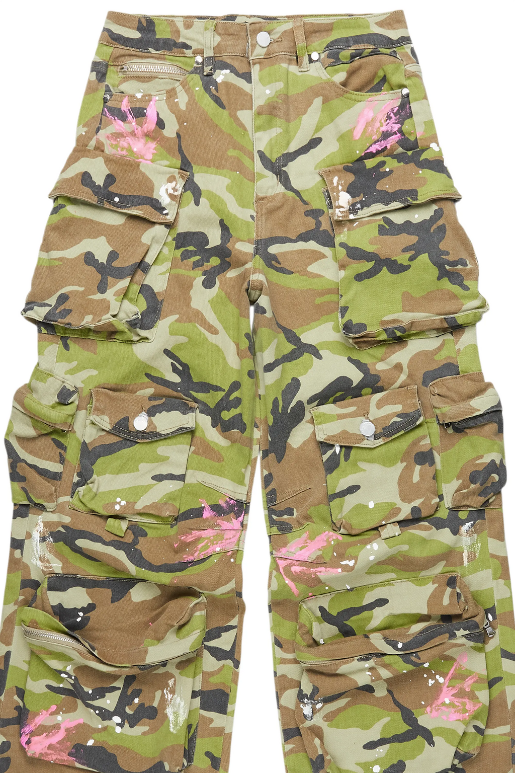Da'nysha Green Camo Painted Wide Leg Jean