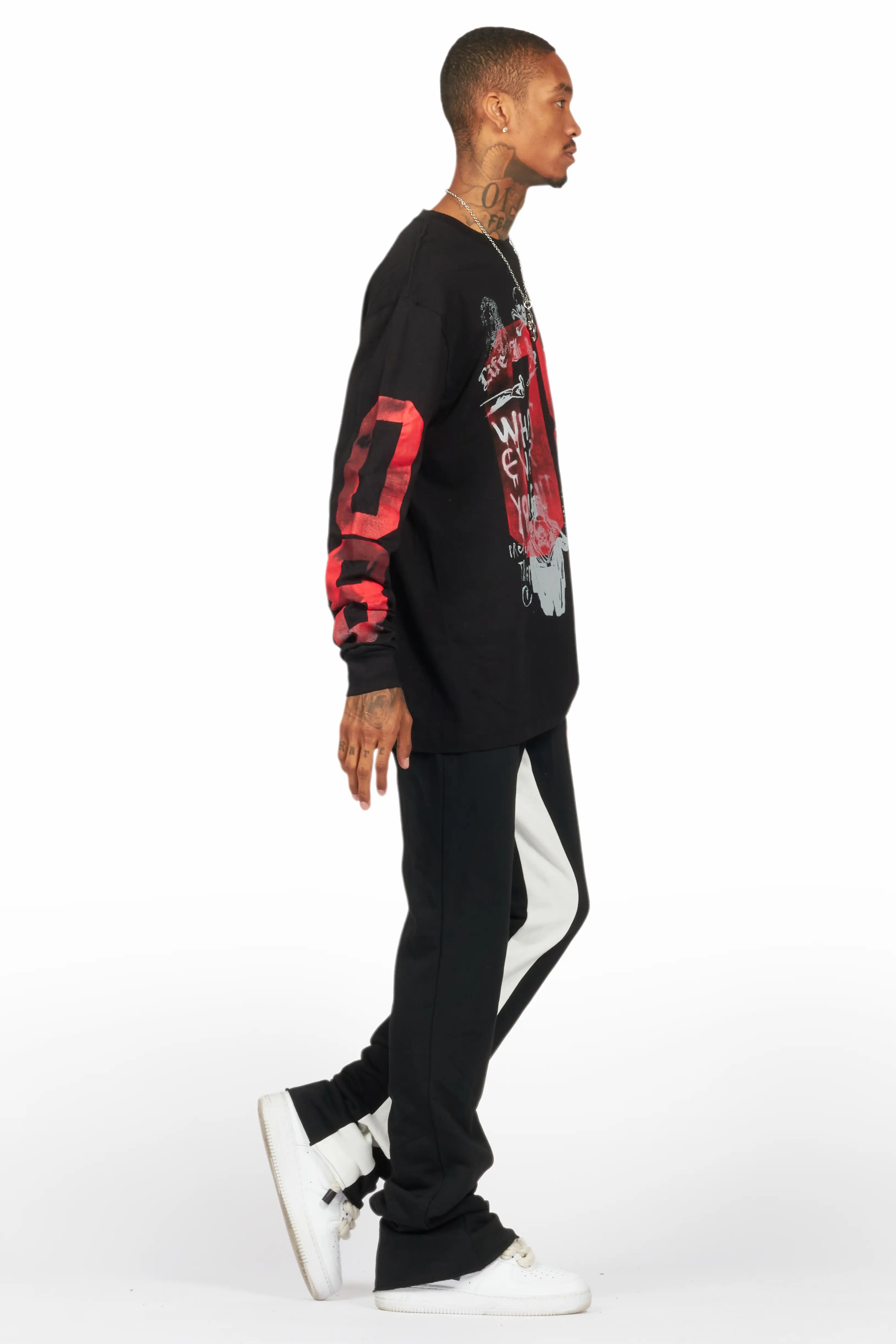 Grill Black/Red Long Sleeve T-Shirt/Baggy Pant Set