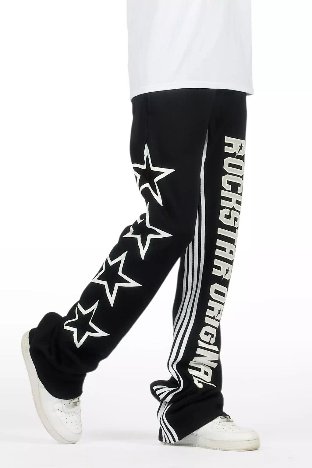 Skender Black Baggy Stacked Pant