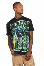 Kruz Black/Green Oversized Graphic T-Shirt