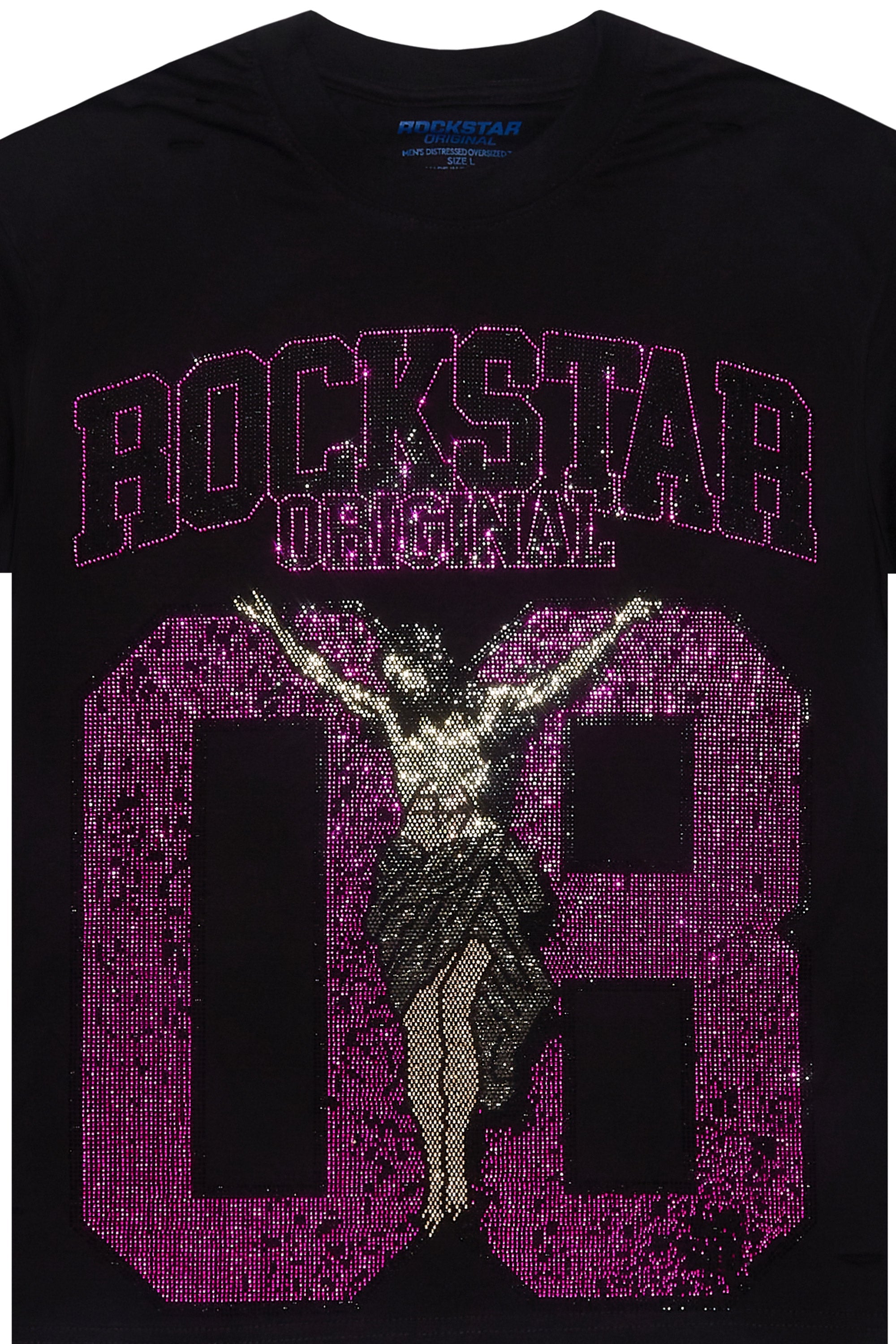 Cavan Black/Pink Rhinestone Graphic T-Shirt