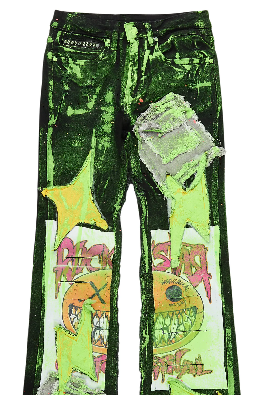 Boys Frasco Black Roller Paint Stacked Flare Jean