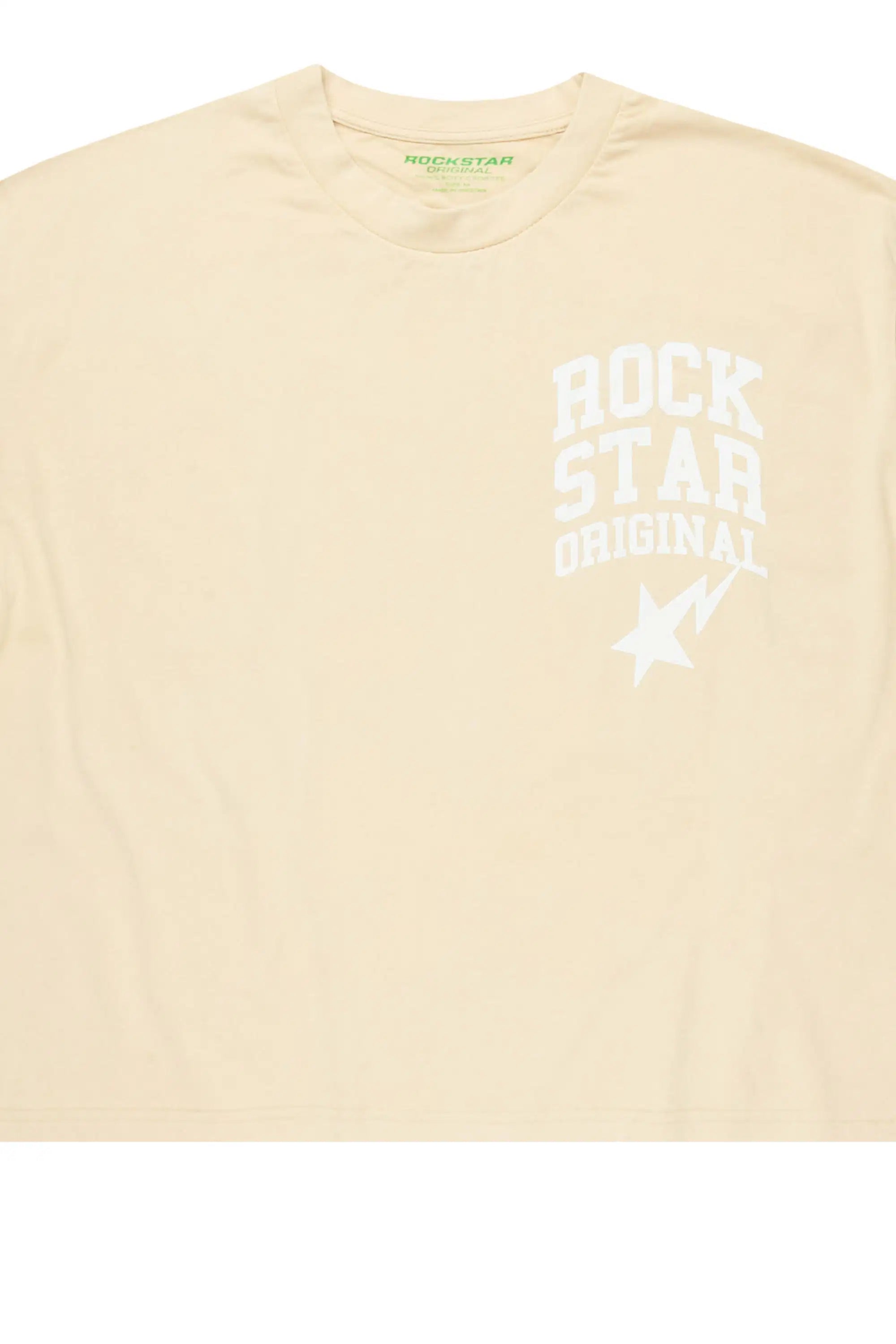 Gerrit Beige/White Boxy Crop T-Shirt