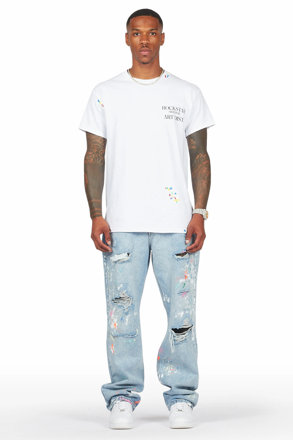 Zasha Light Blue Painter Baggy Jean