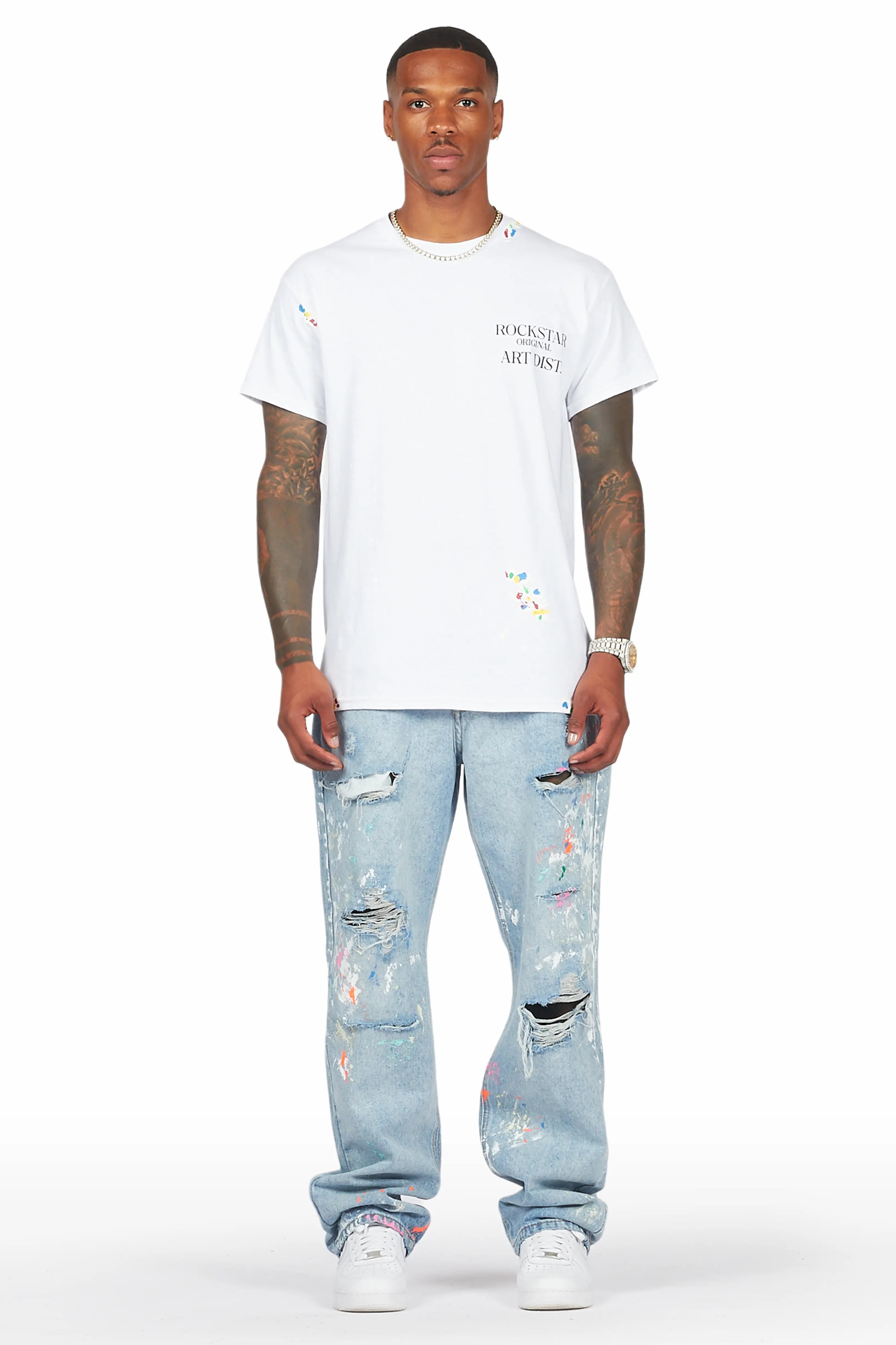 Zasha Light Blue Painter Baggy Jean