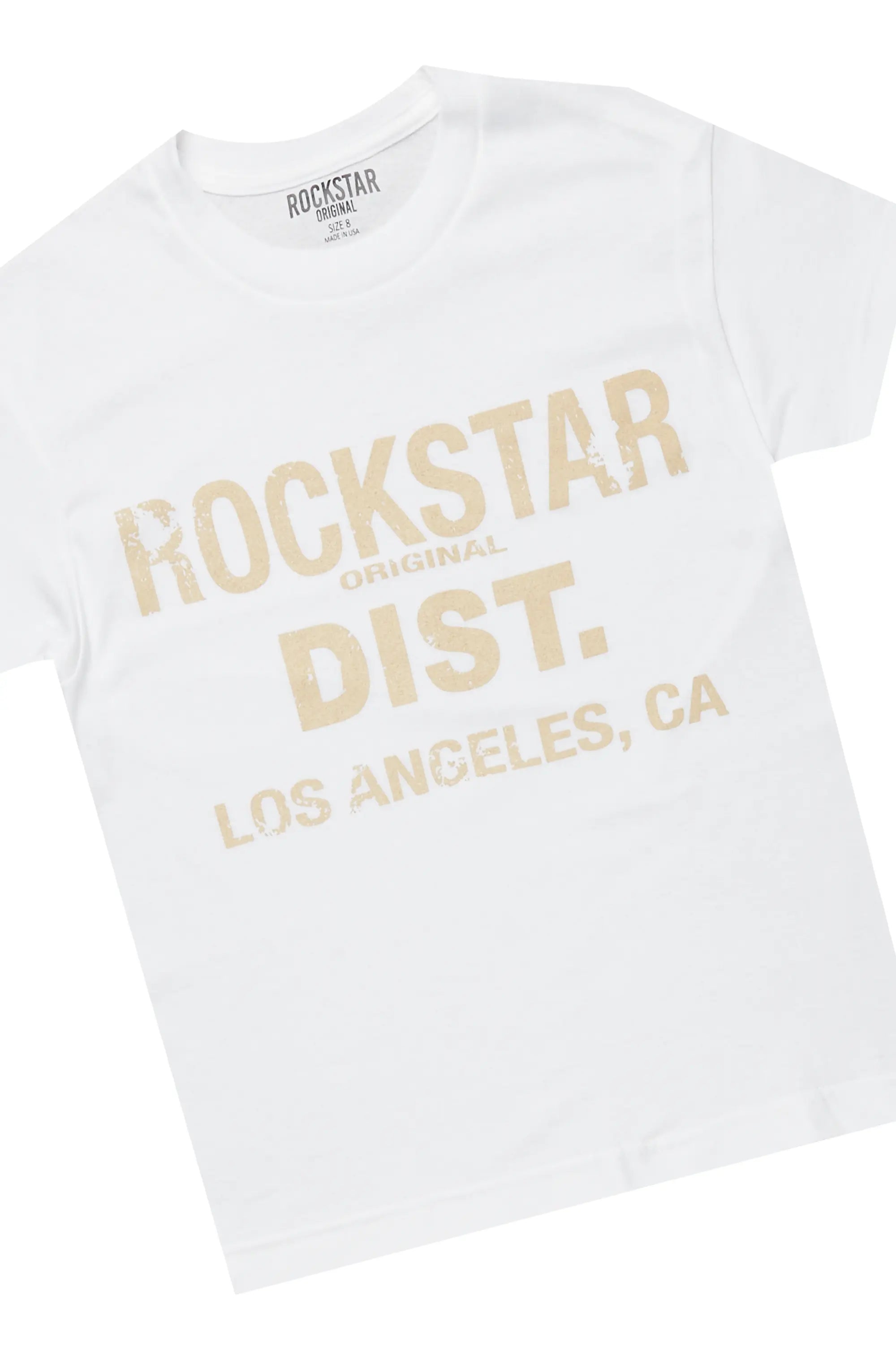 Boys Koen Beige Tree Camo T-Shirt/Stacked Flare Jean Set