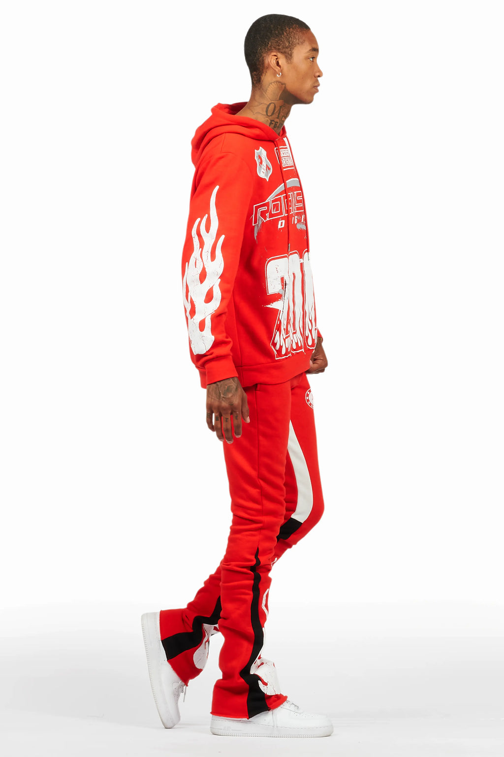 Amos Red/White Hoodie/Stacked Flare Track Set