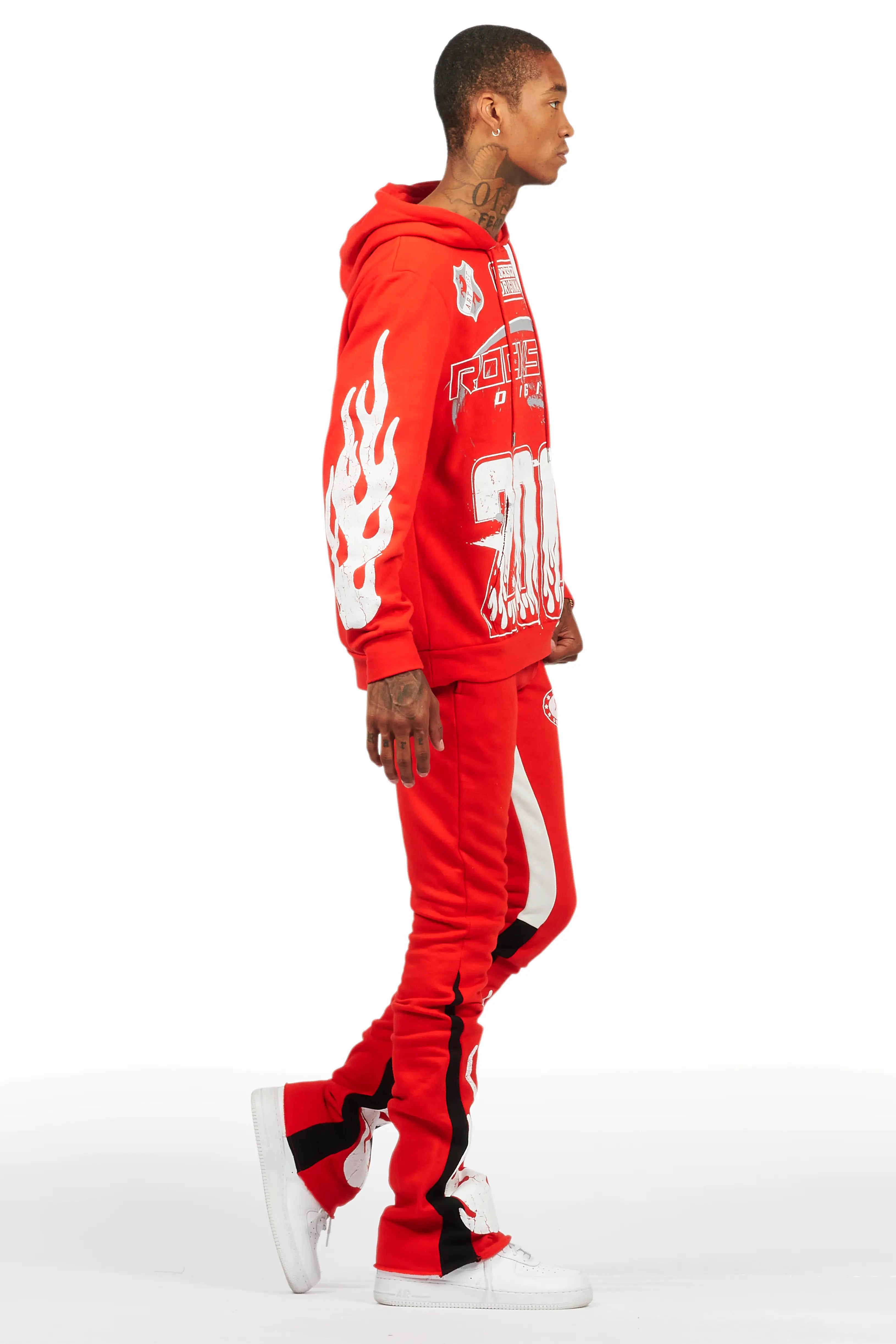 Amos Red/White Hoodie/Stacked Flare Track Set