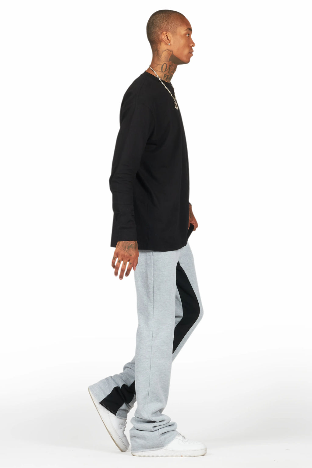 Briggs Black/Grey Long Sleeve T-Shirt/Baggy Pant Set