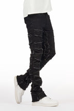 Shake Black Rhinestone Stacked Flare Jean