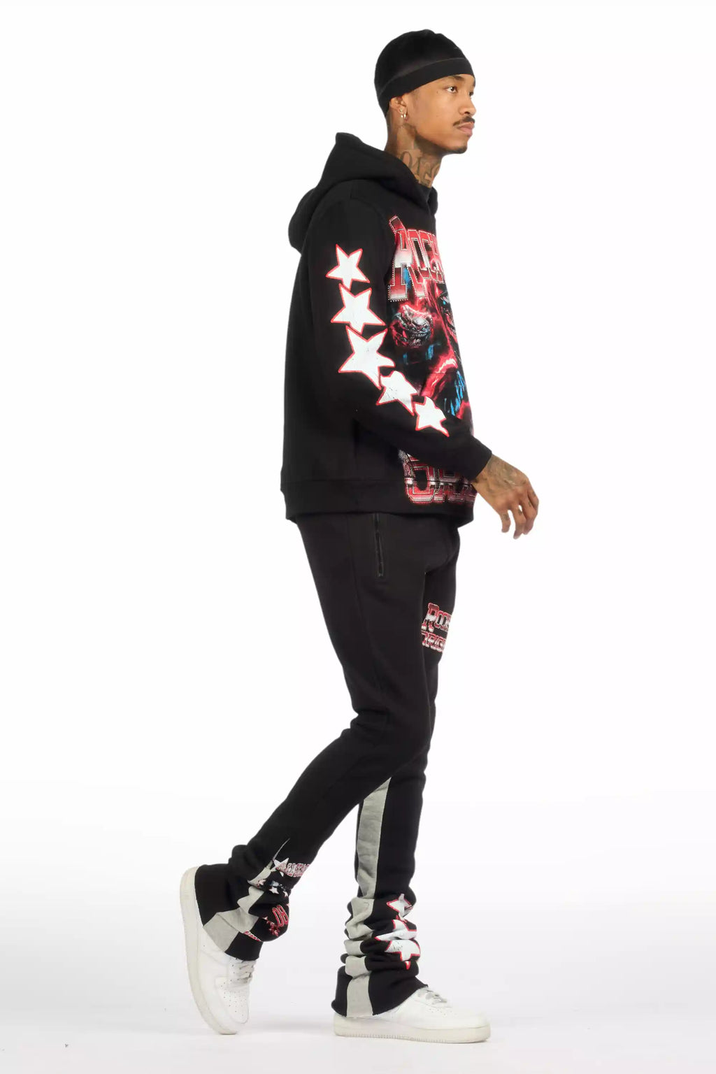 Marxe Black/Red Hoodie/Super Stacked Track Set
