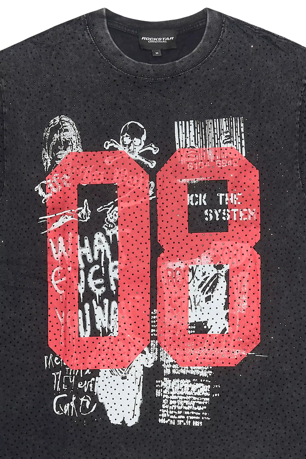 Grill Black/Red Graphic Rhinestone T-Shirt