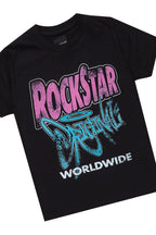 Girls Kaite Black T-Shirt/Stacked Flare Jean Set