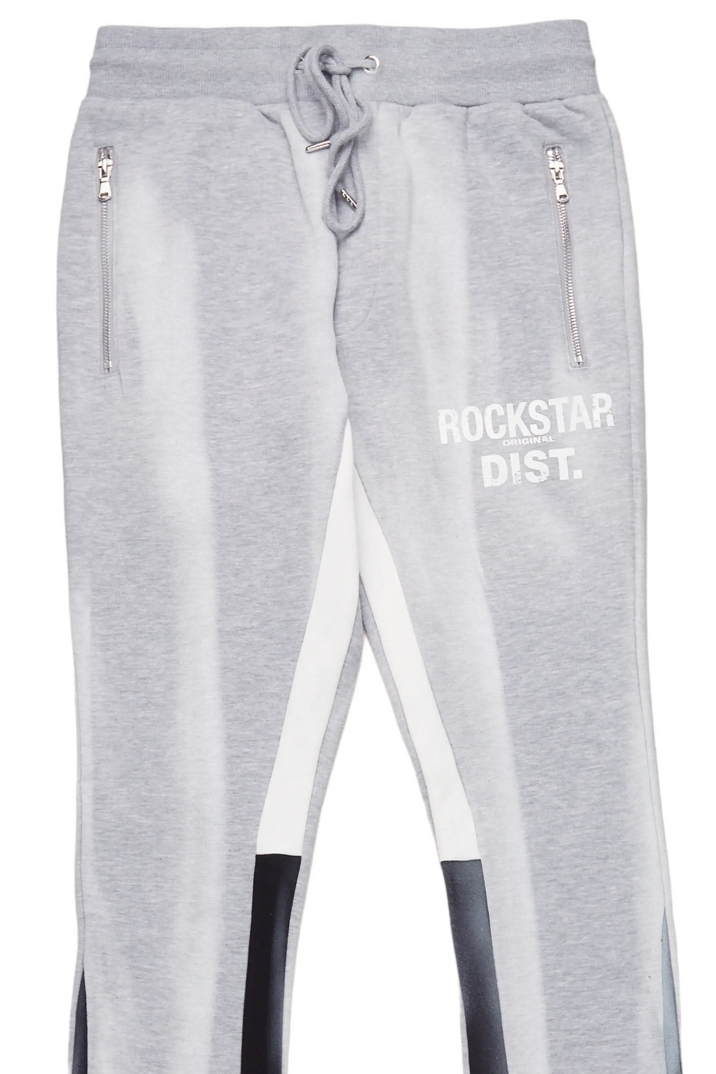 Firoz Grey/White Graphic Stacked Flare Pant