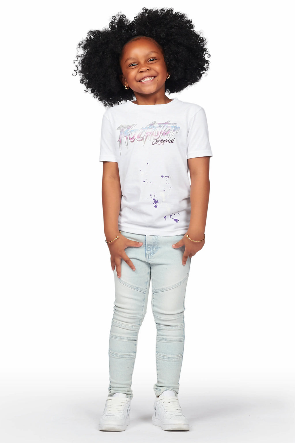 Girls Hale Blue Biker Skinny Jean