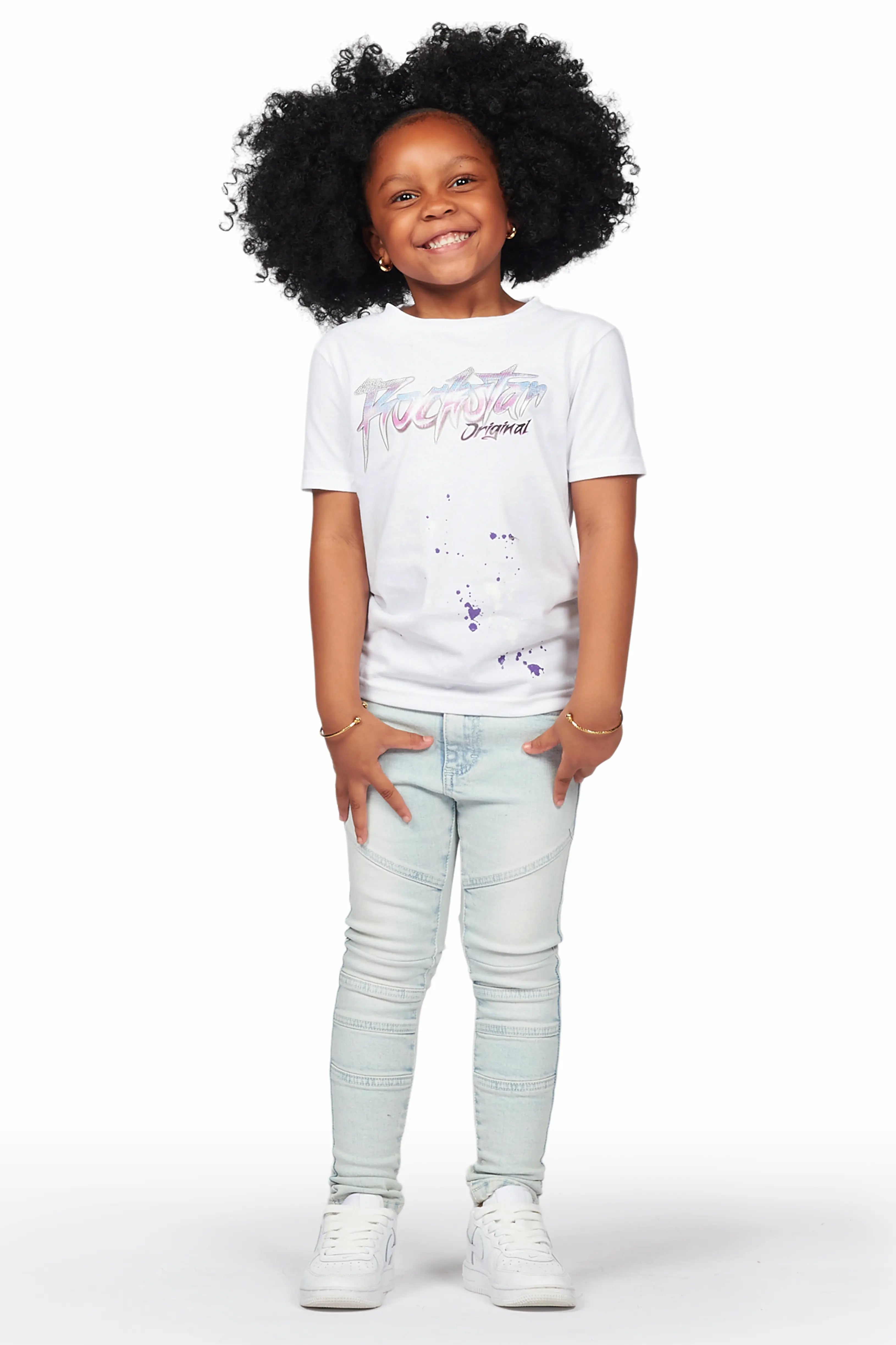 Girls Hale Blue Biker Skinny Jean