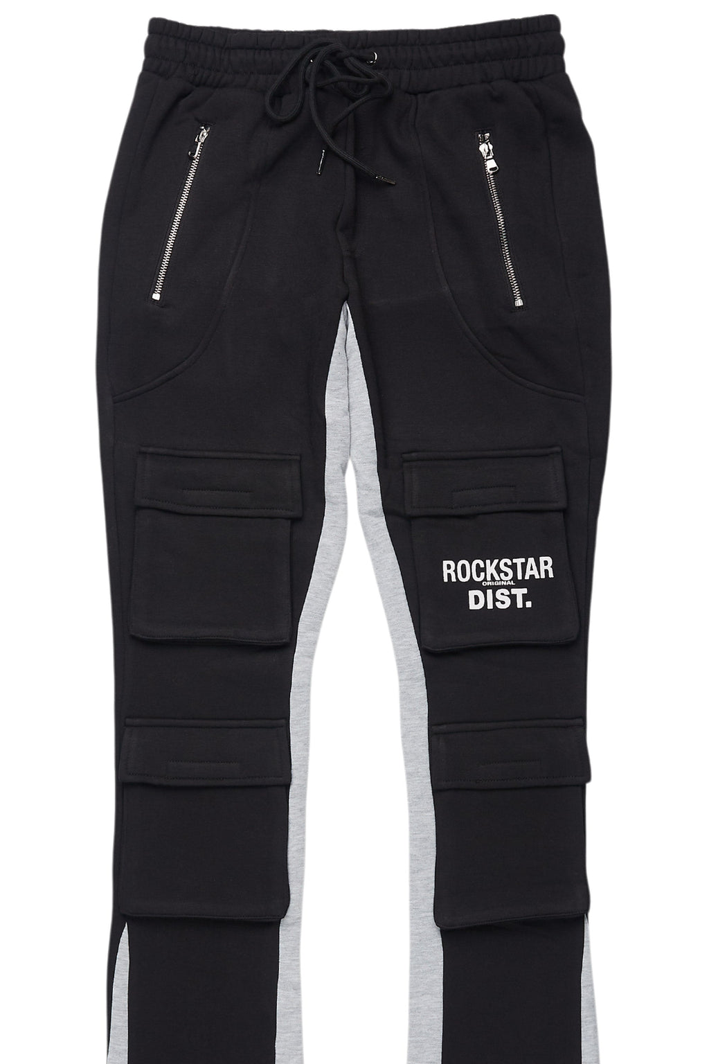 Antoon Black Stacked Flare Track Pant