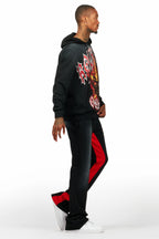 HDStar Black/Red Hoodie/Baggy Track Pant Set