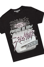 Girls Racing Black T-Shirt/Stacked Flare Jean Set