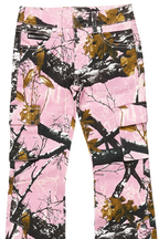 Girls Waapa Pink Tree Camo Stacked Flare Cargo Jean