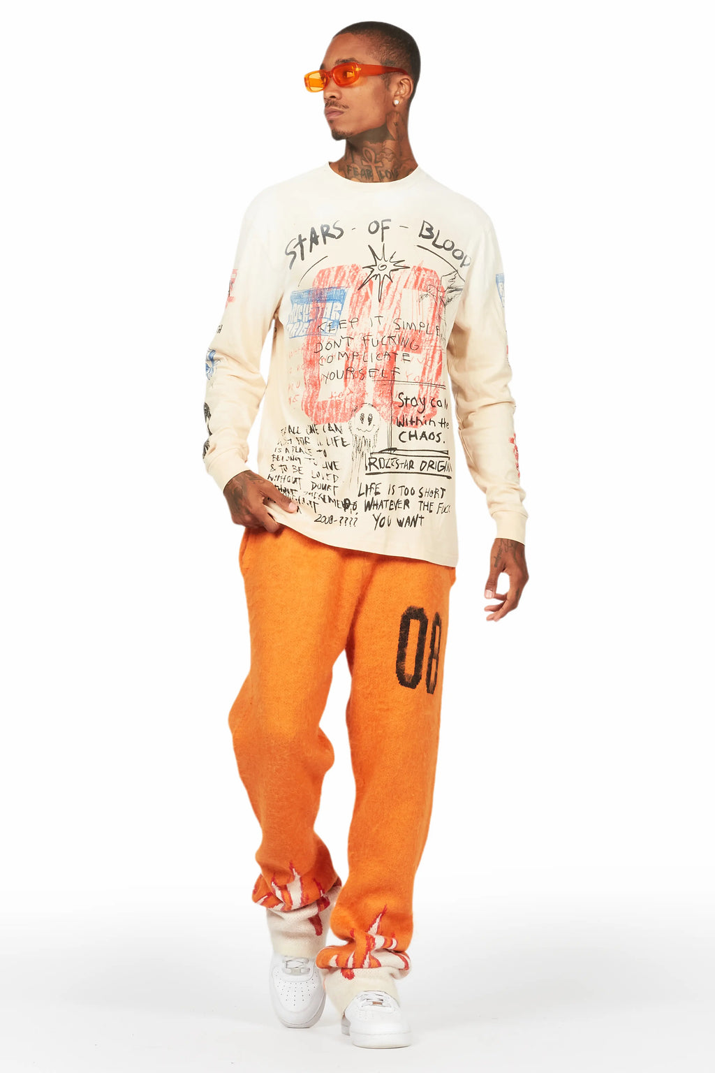 Gabin Beige Long Sleeve Graphic T-Shirt