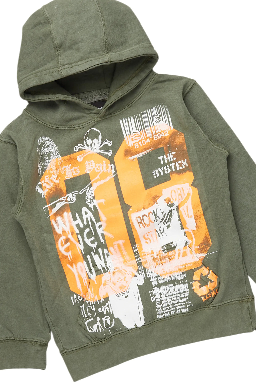 Boys Beau Camo/Vintage Green Hoodie/Stacked Flare Jean Set