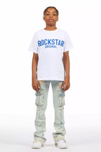 Boys Adalee Blue Slim Stacked Flare Cargo Jean