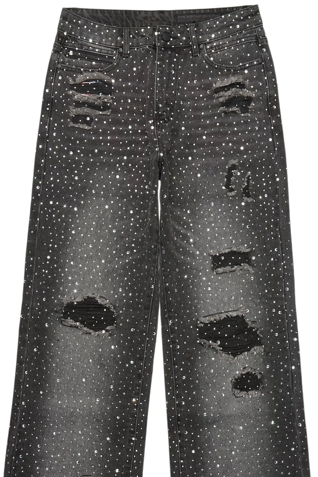 Discolite Rhinestone Grey Baggy Jean
