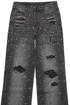 Discolite Rhinestone Grey Baggy Jean