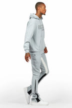 Sana Heather Grey Hoodie/Stacked Flare Track Pant Set