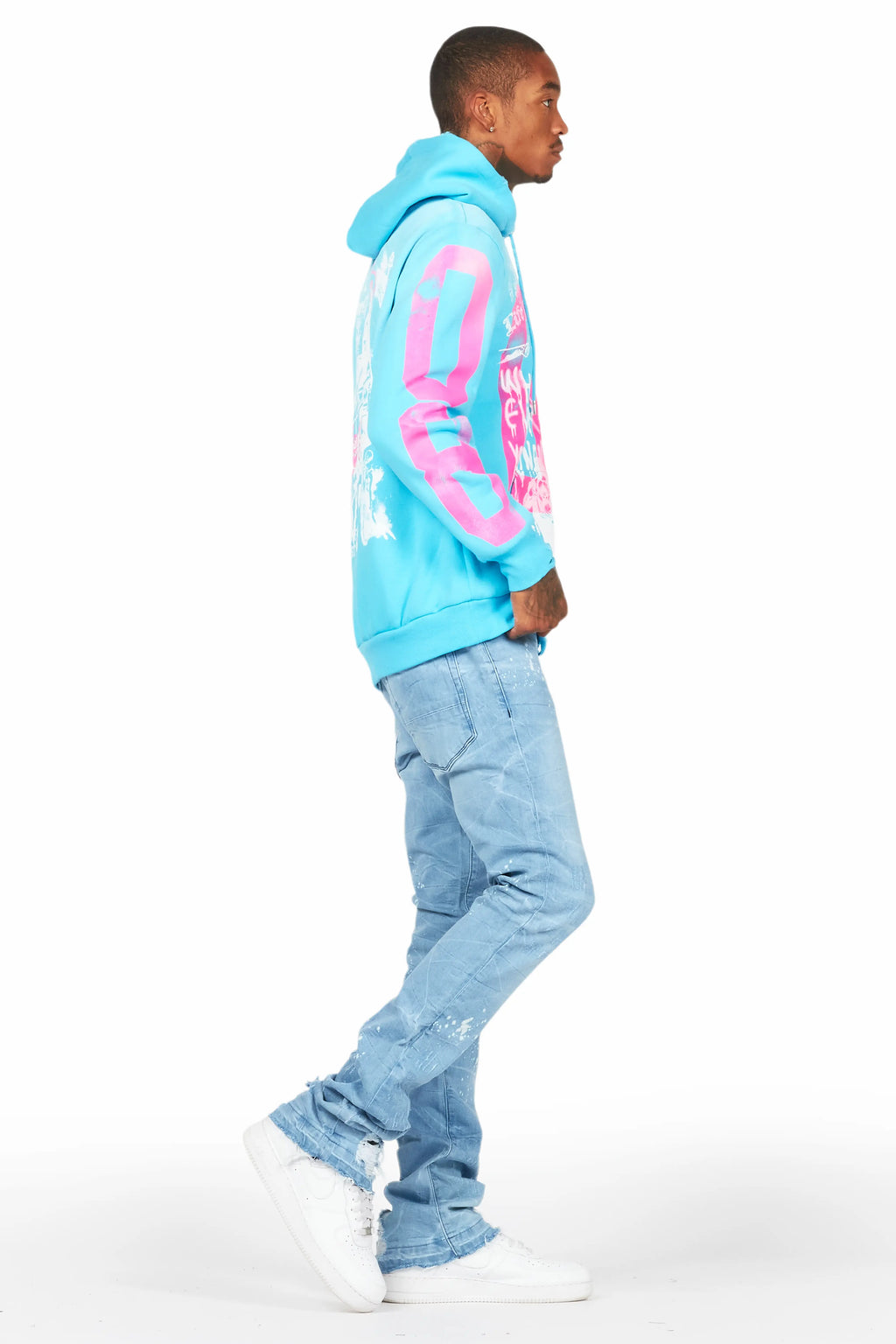 Grill Blue Distressed Graphic Hoodie