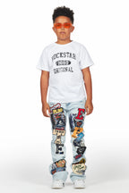 Boys Espen Blue Stacked Flare Jean