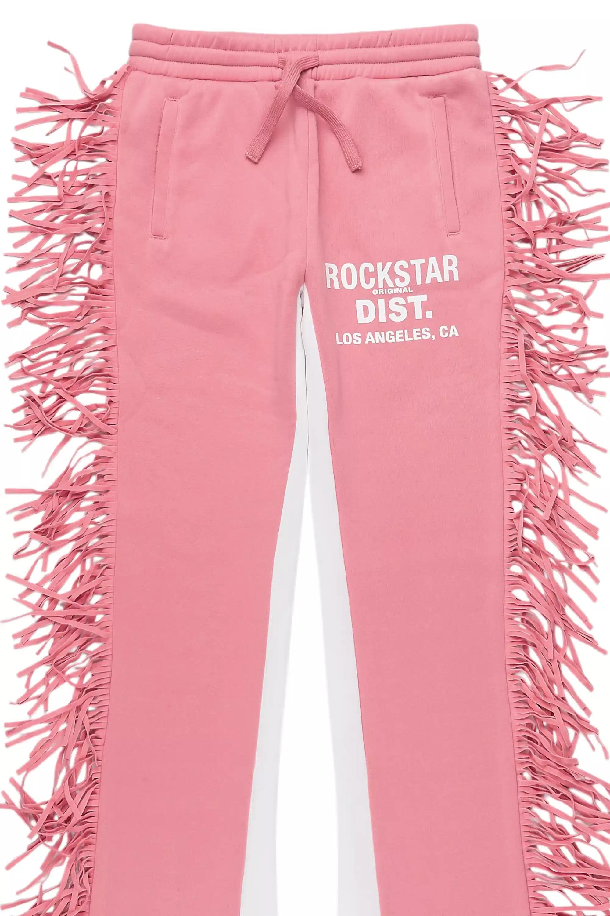 Girls Kendra Pink Fringe Stacked Flare Pant