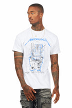 Metallica Lightning White/Blue Graphic T-Shirt