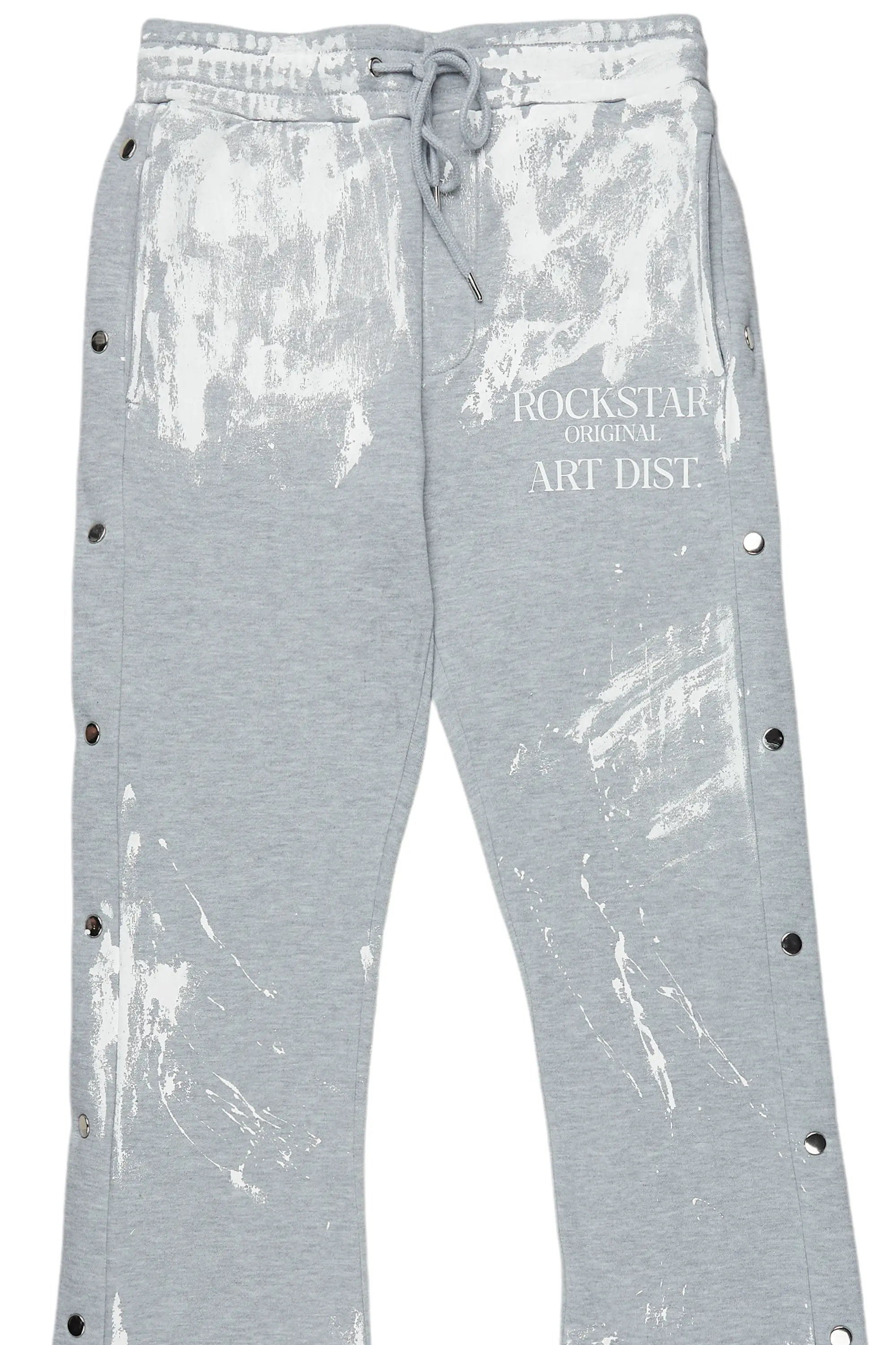 Filip Heather Grey Baggy Snap Button Pant