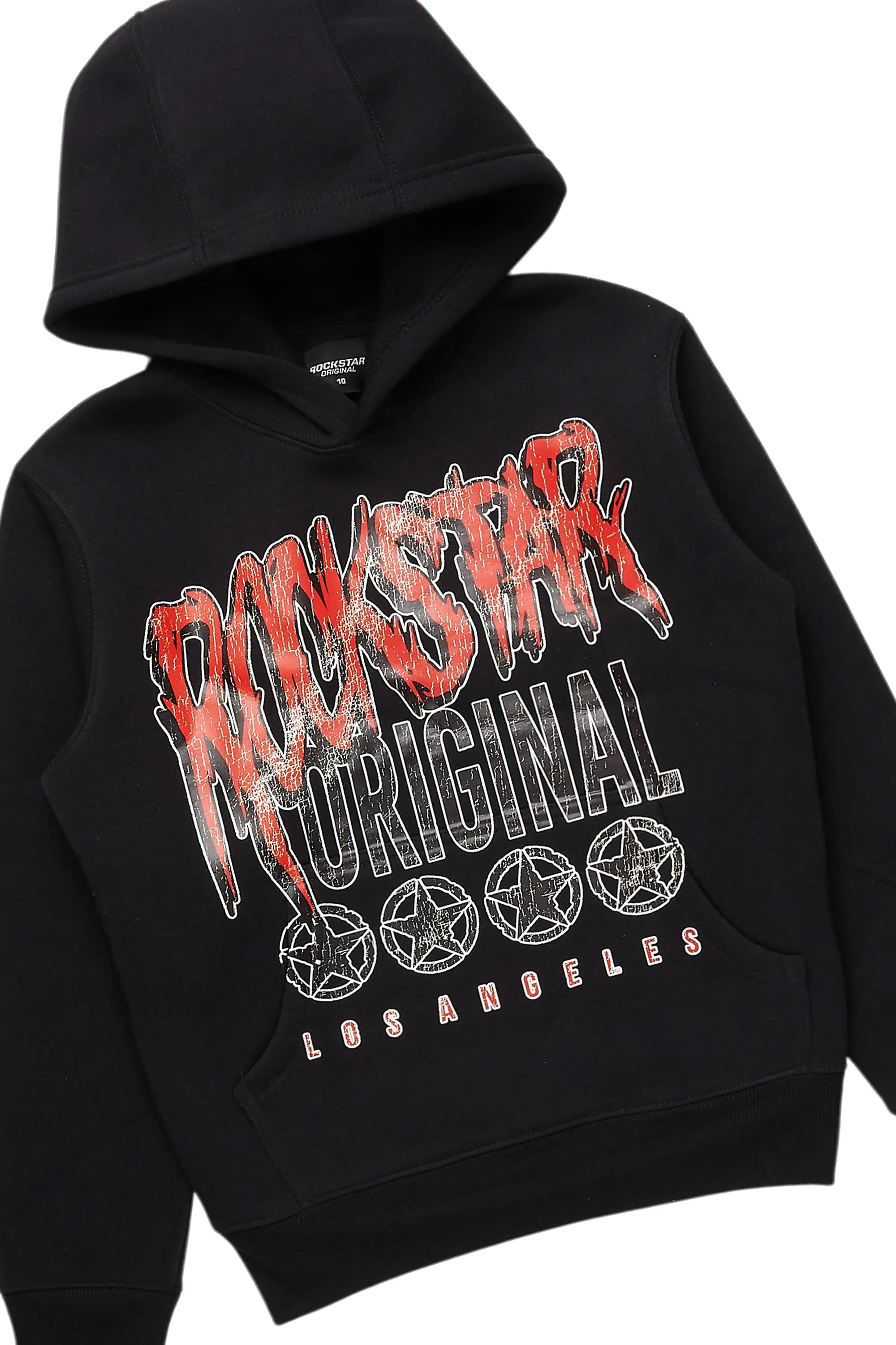 Boys Wizzurd Black Hoodie/Stacked Flare Jean Set