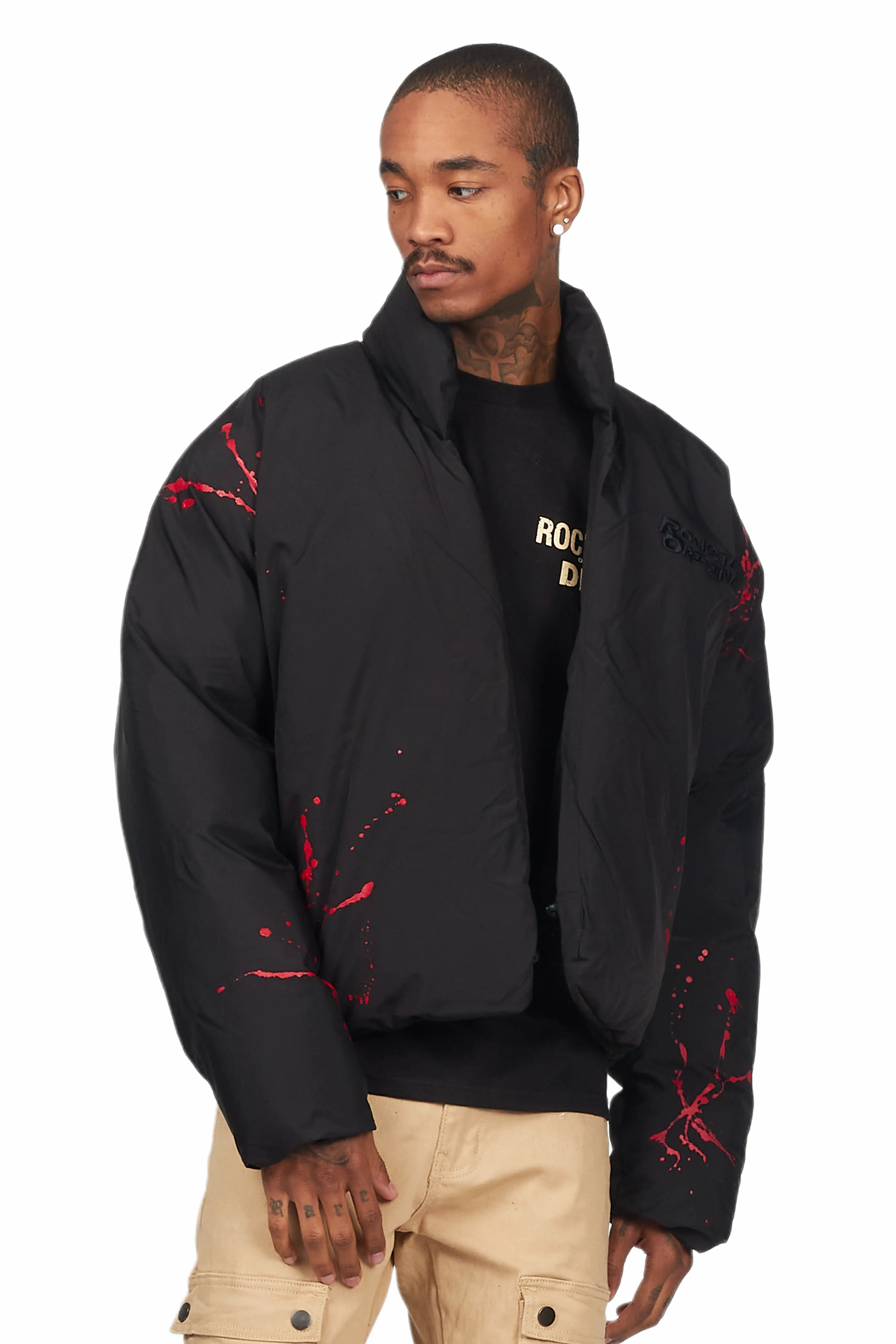 Rabbie Black/Red Puffer Jacket