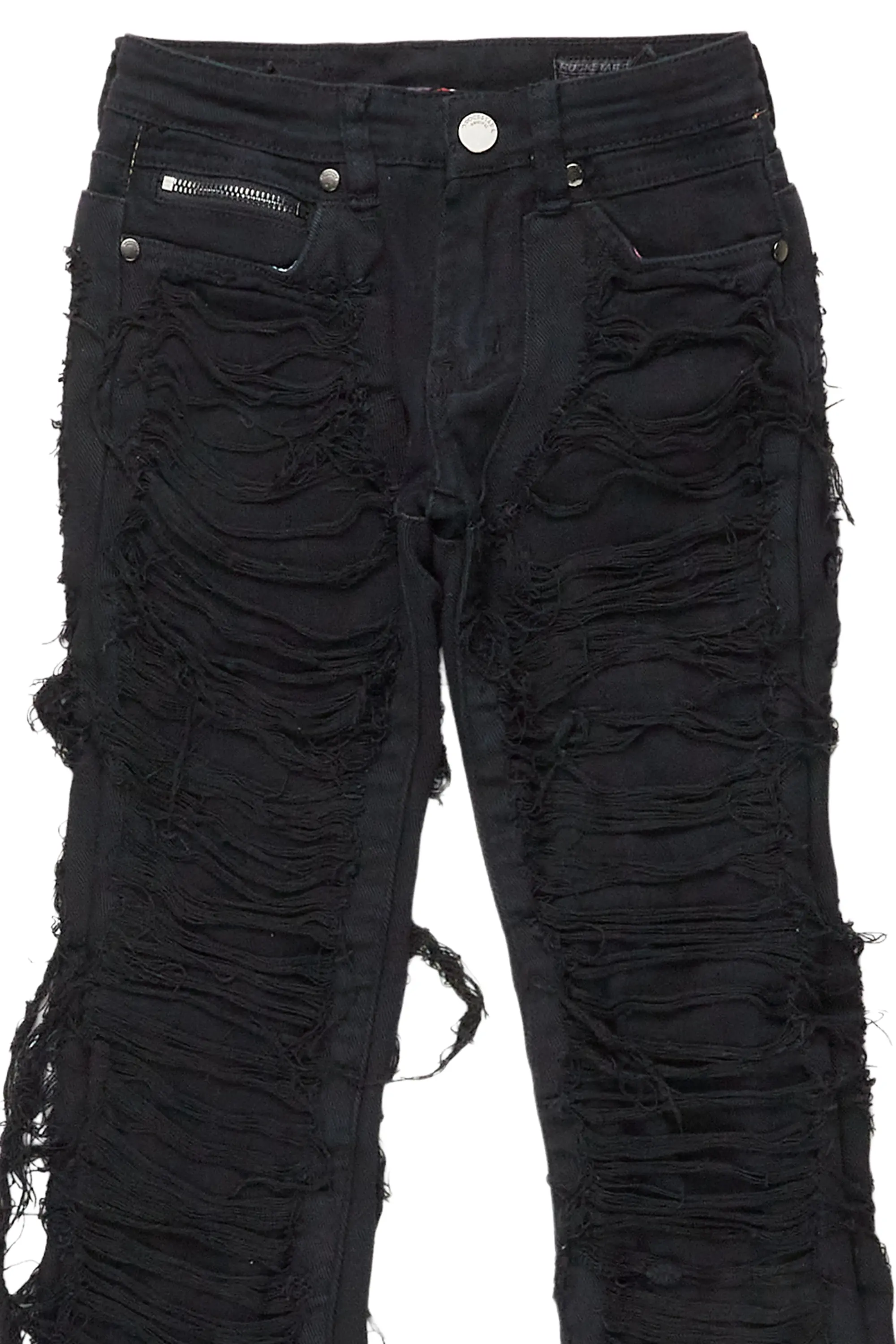 Girls Concetta Jet Black Stacked Flare Jean