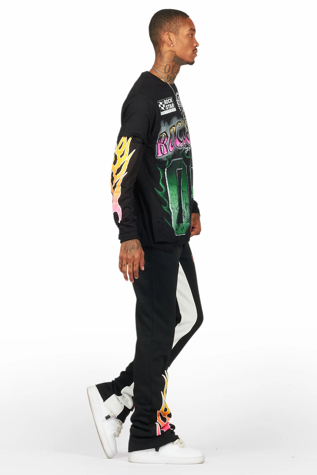 Quito Double Layer T-Shirt/Stacked Baggy Track Pant Set