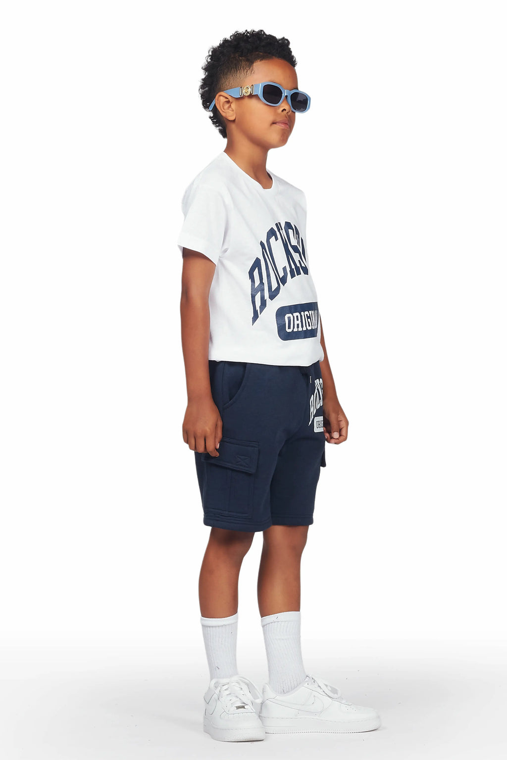 Boys Nikko White/Navy T-Shirt Short Set