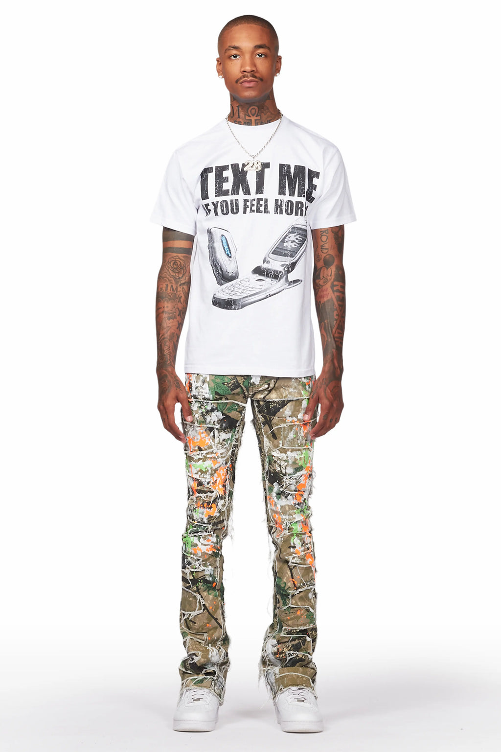 Egras Tree Camo Painter Stacked Flare Jean