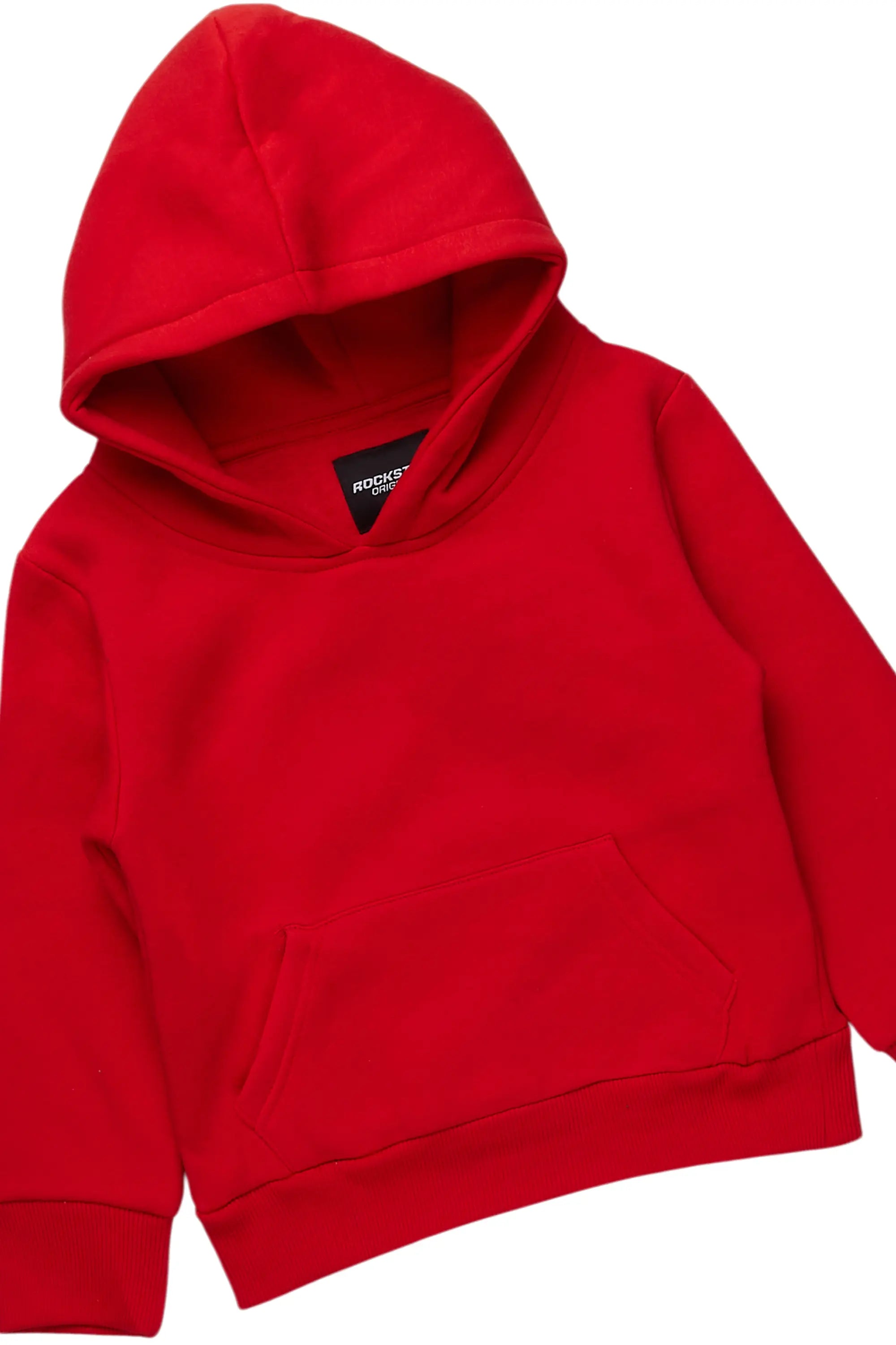 Boys Basic Red Stacked Flare Pant Set